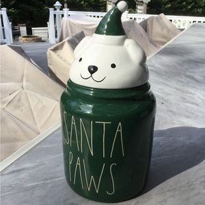 Rae Dunn Santa Paws Figural canister with rubber gasket lid